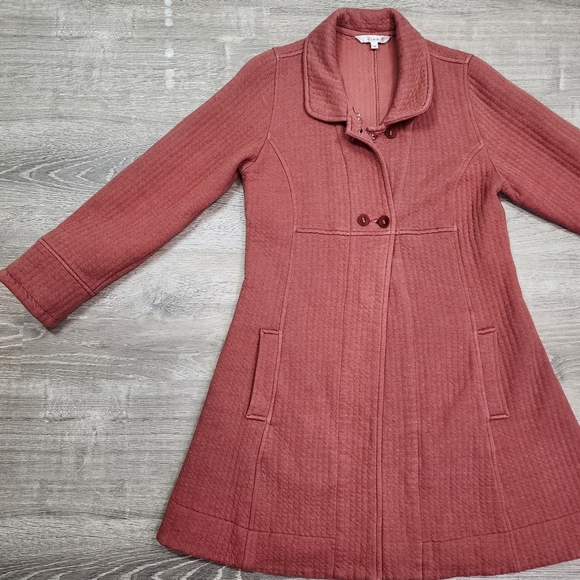 KLEEN Burnt Orange Soft Cotton Blend Button Down Coat Jacket Medium - Picture 14 of 14